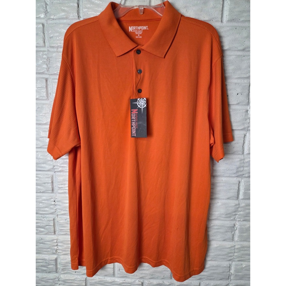 NORTHPOINT Authentic Apparel Men's size Medium Safety Orange Polyester Polo NWT